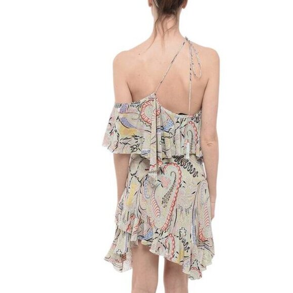 NEW ETRO Women's One Shoulder Silk Dress Multicolor Size 12 - Picture 2 of 16